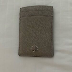 Kate Spade Pebbled Leather Card Holder- Taupe